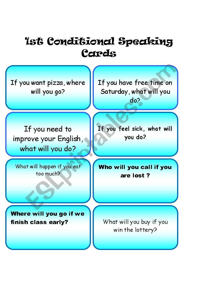 First Conditional Speaking Cards