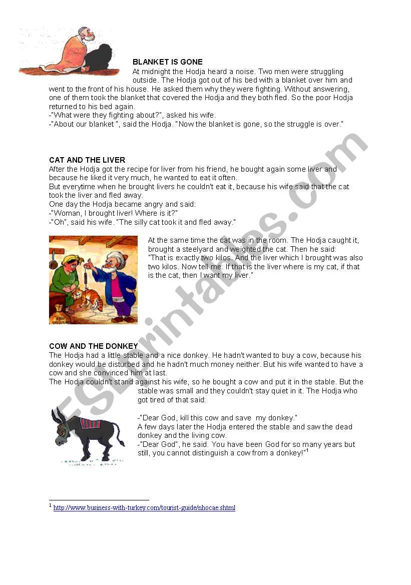 Nasreddin Hodja Stories worksheet