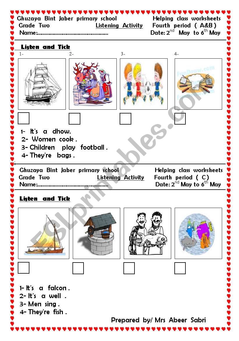 different  tasks worksheet