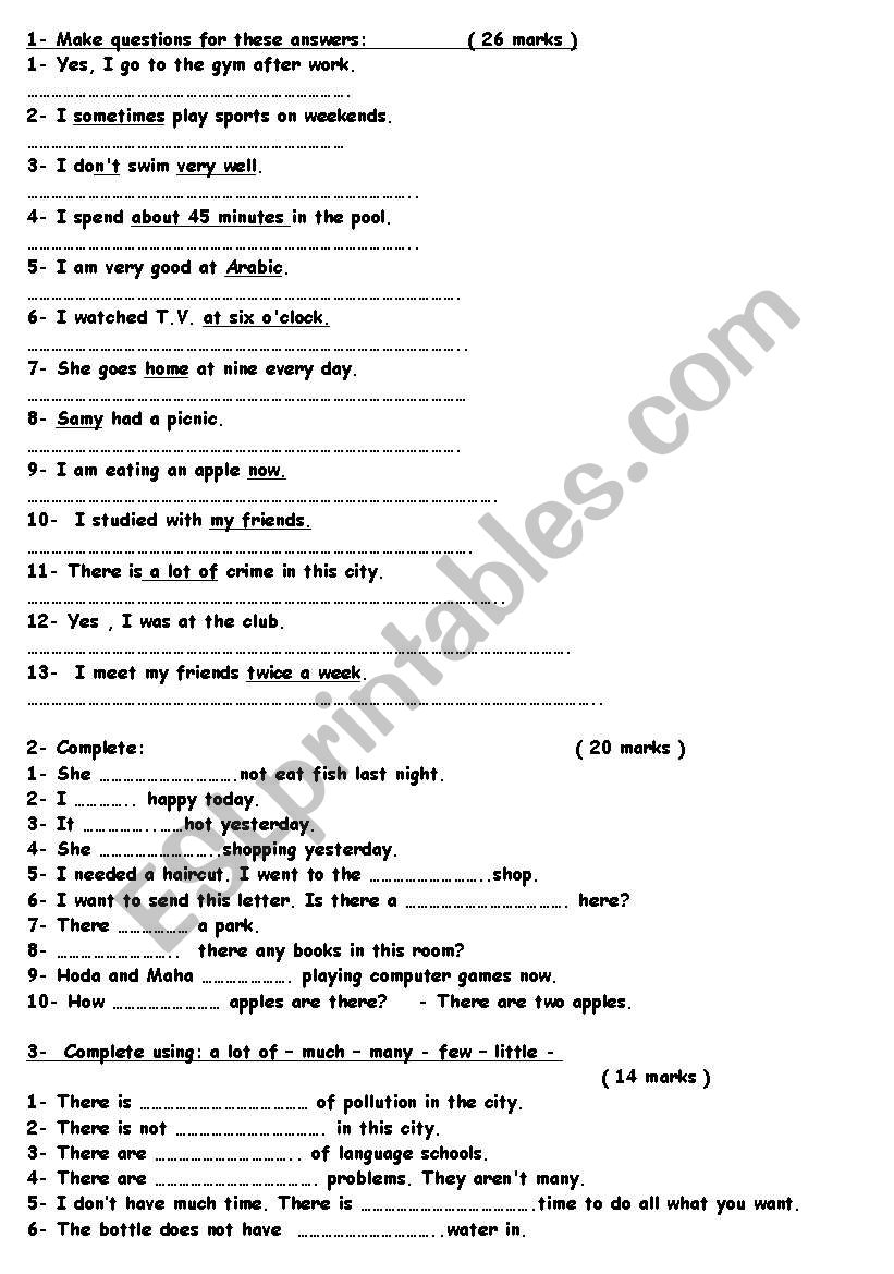 Level 6 - Final Exam worksheet