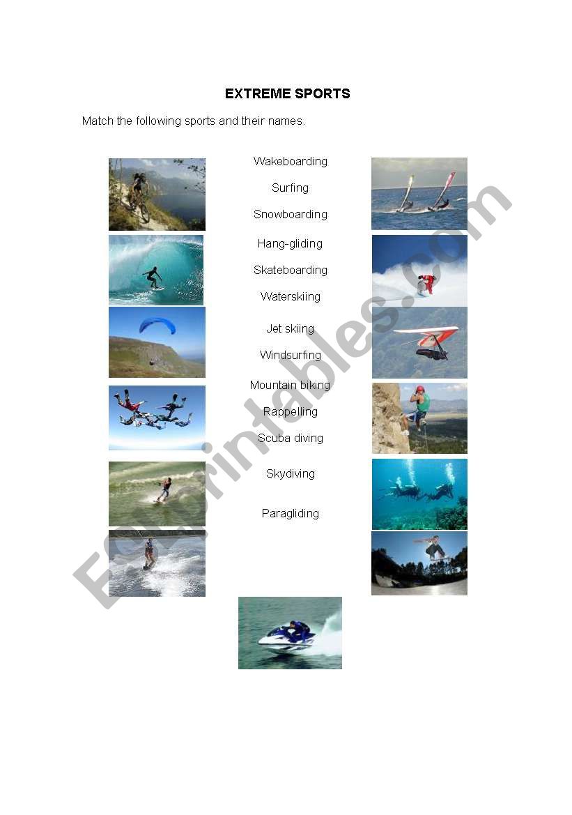 Extreme Sports worksheet