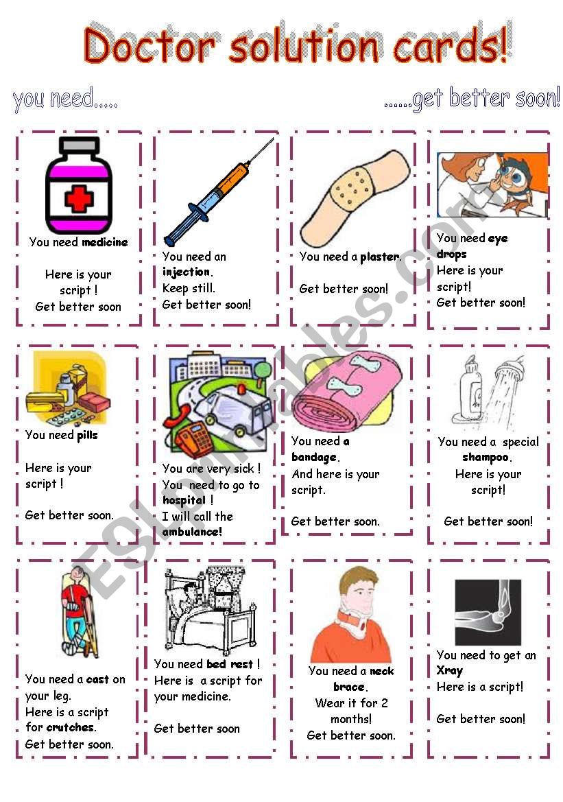 doctor solution cards worksheet