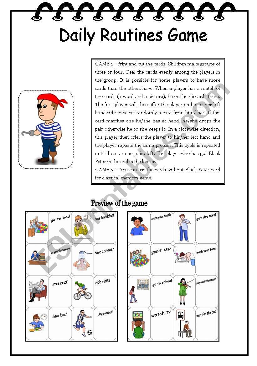 Daily Routines Game worksheet