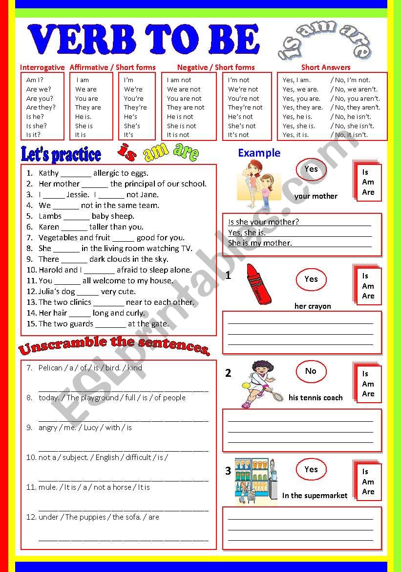 Verb to Be  -  (B/W  & Keys) worksheet