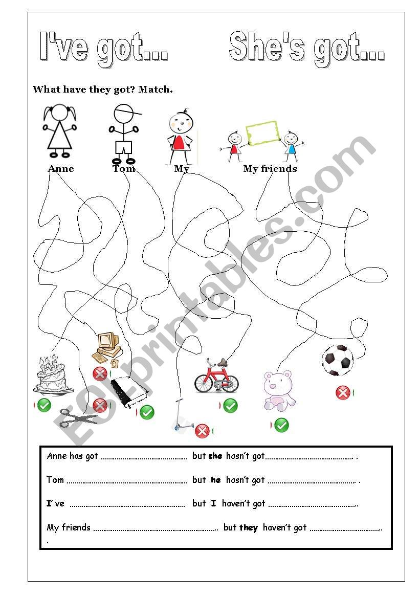 Ive got...   Shes got worksheet