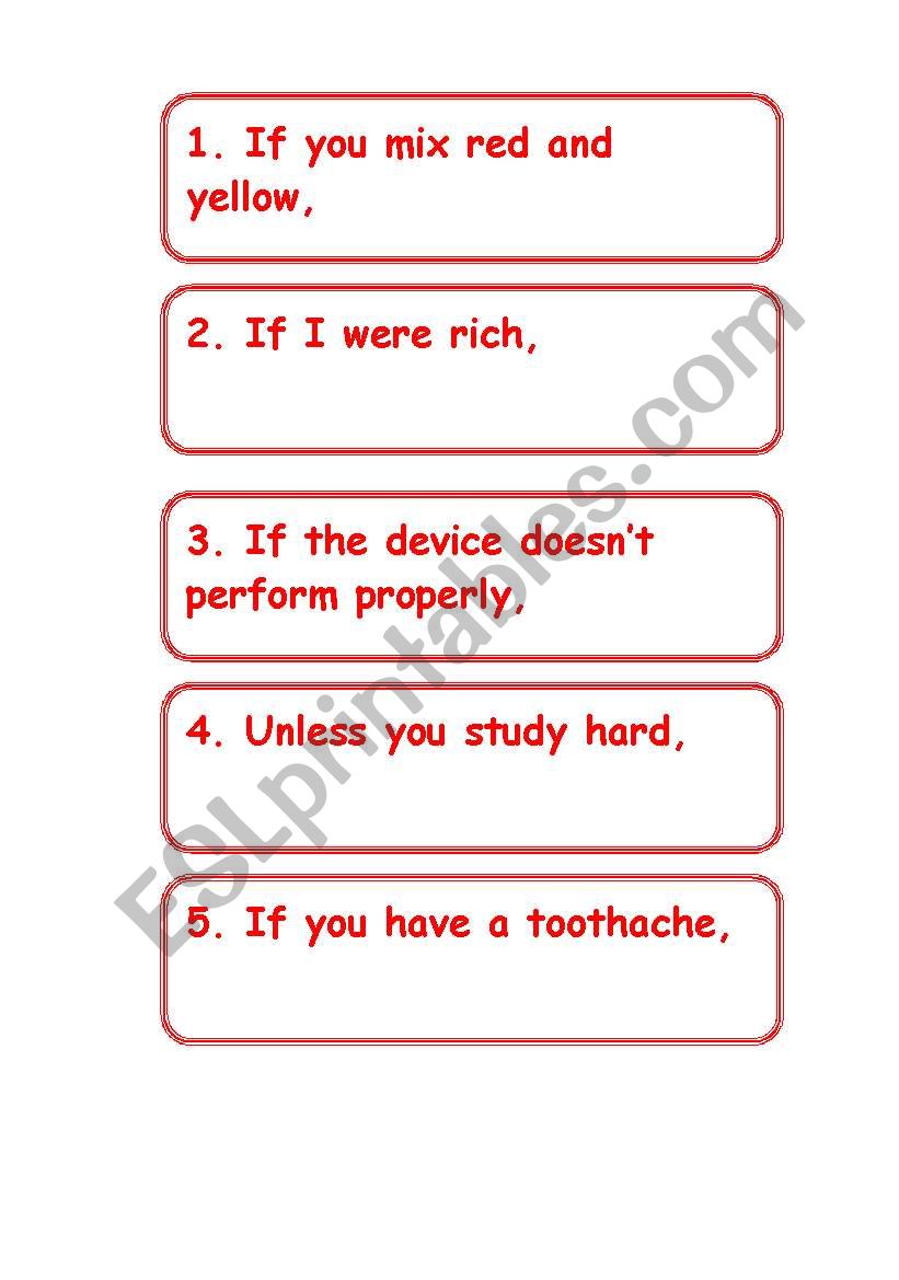 zero, first, second and third conditional activity cards