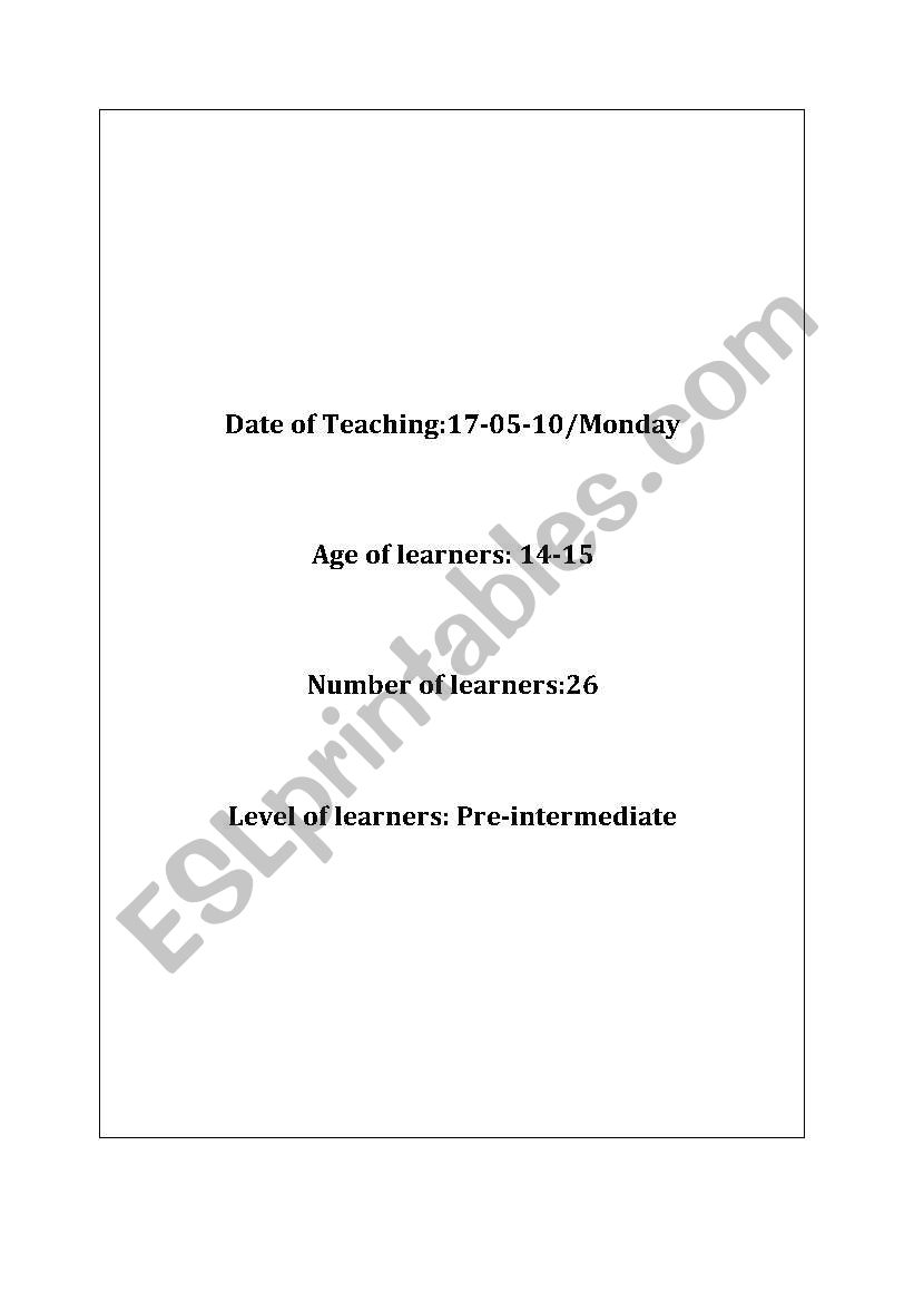 A lesson plan for formal letters