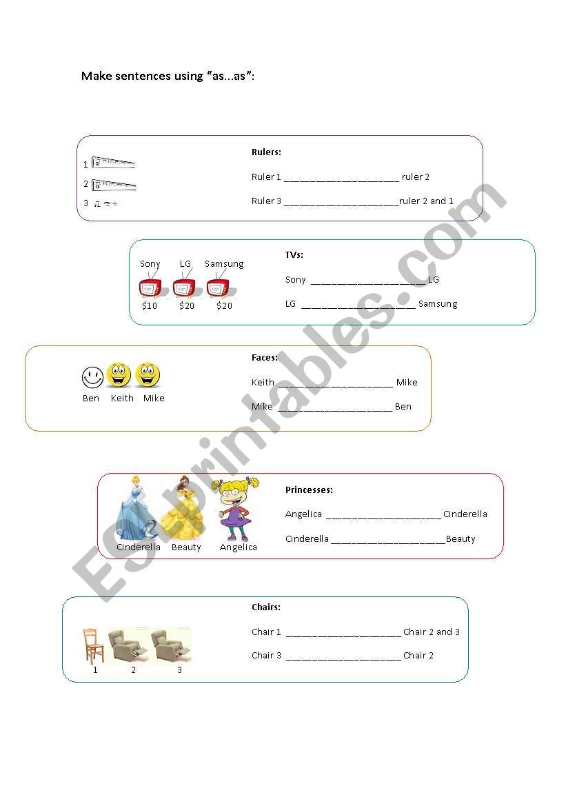 Comparatives as...as worksheet