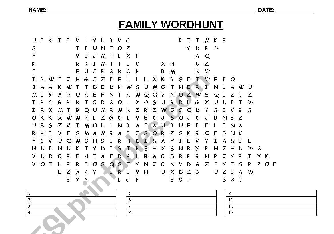 Family Train worksheet