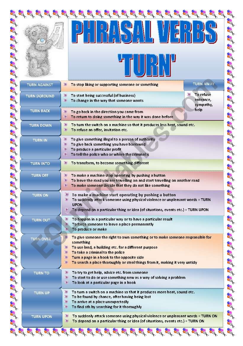 PHRASAL VERBS: TURN worksheet