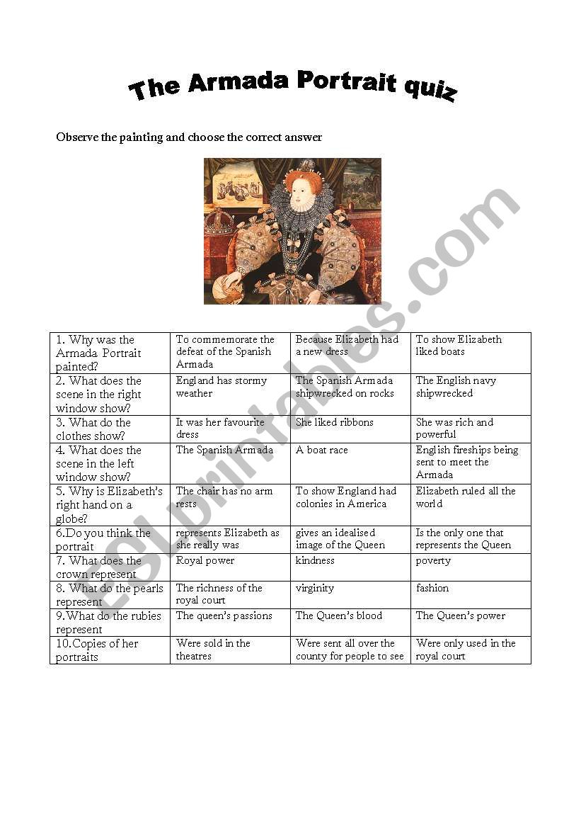 The armada portrait quiz worksheet