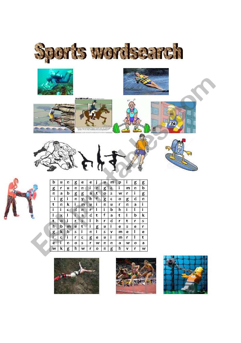 sports wordsearch worksheet