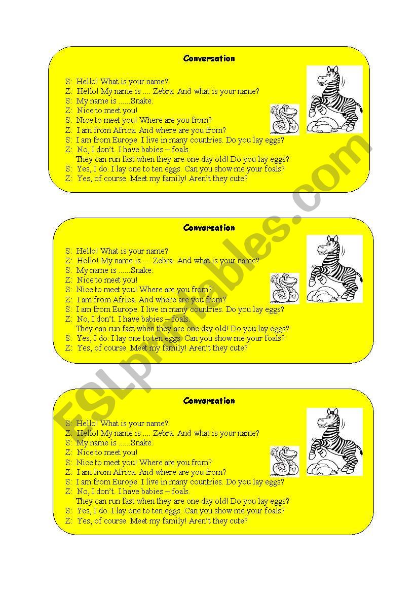 Animal Conversation worksheet