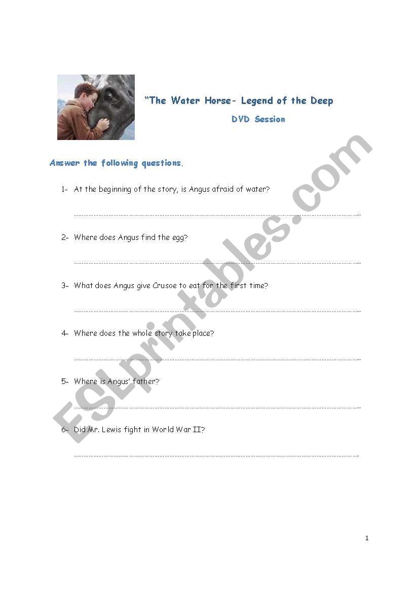 The Water Horse worksheet