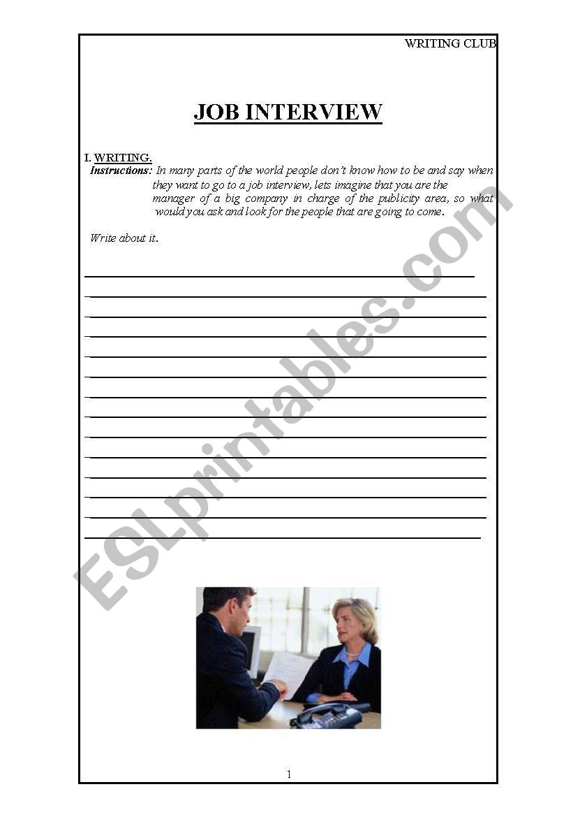 Job Interview worksheet