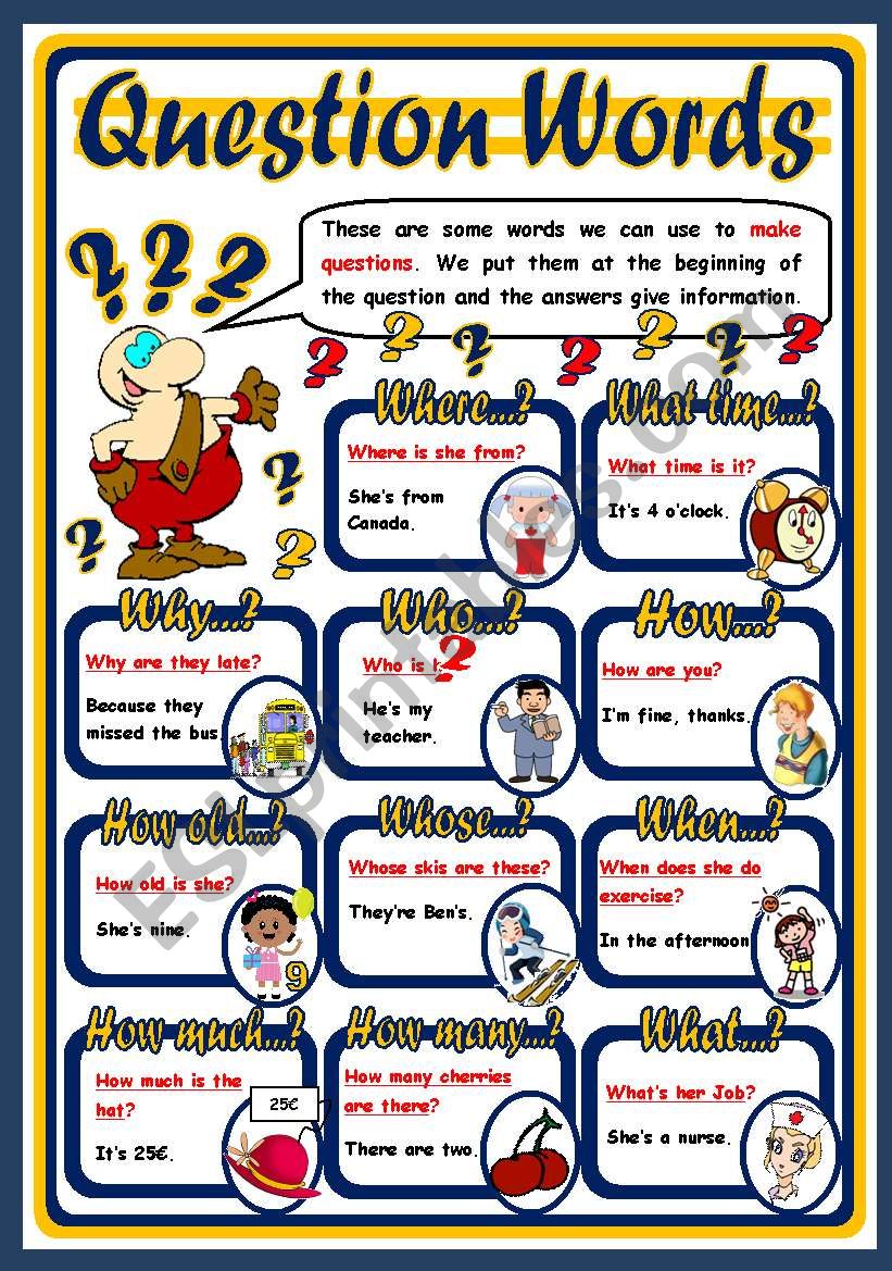 QUESTION WORDS - POSTER worksheet