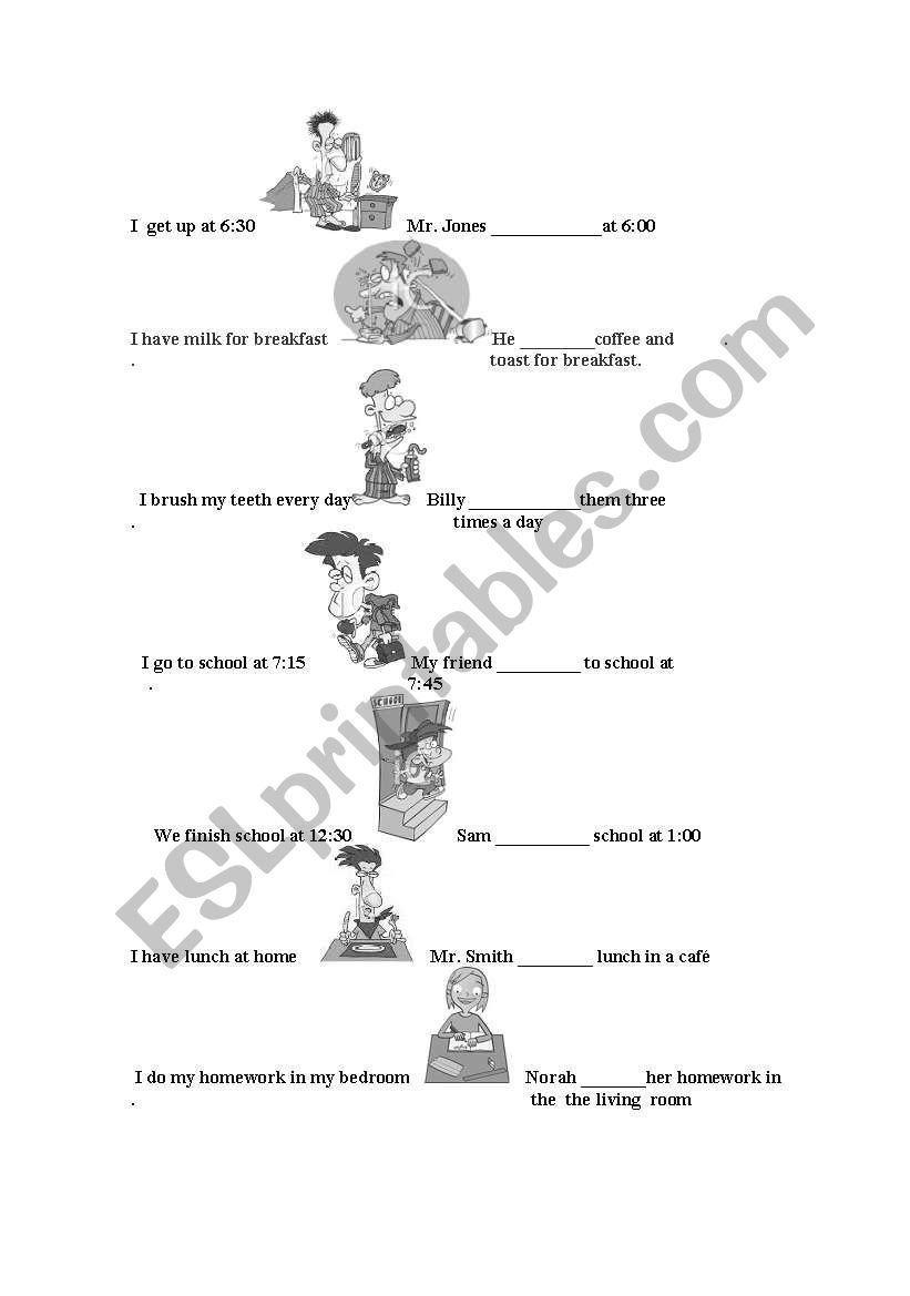 Present simple - Third person worksheet