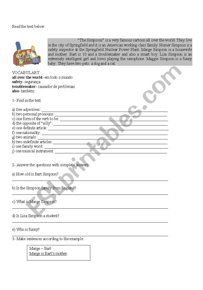 reading comprehension, possessive case and sentence order