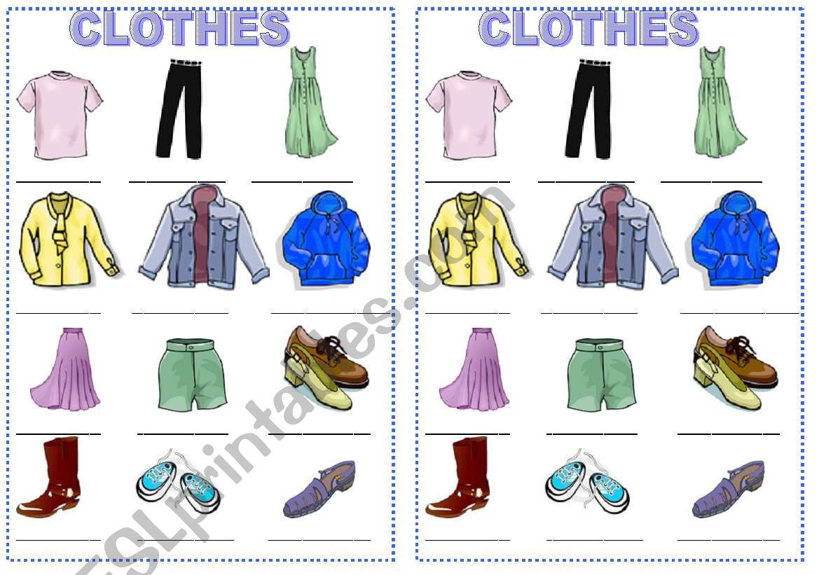 Clothes worksheet