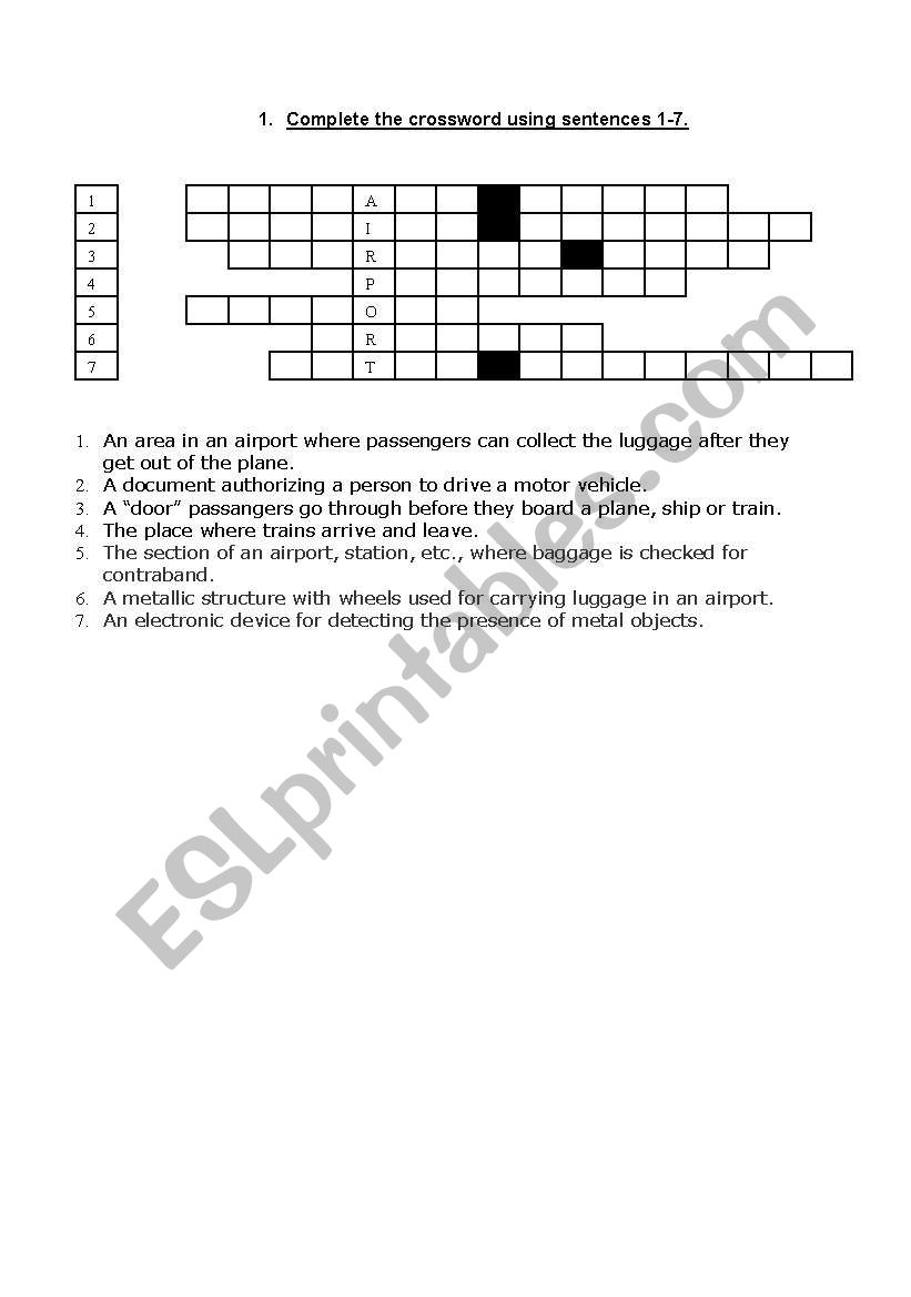 Crossword Airport worksheet