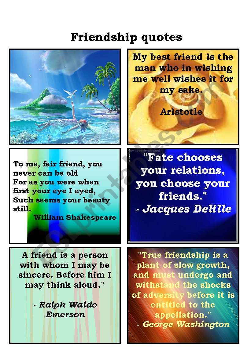 Speaking cards- Friendship quotes part II