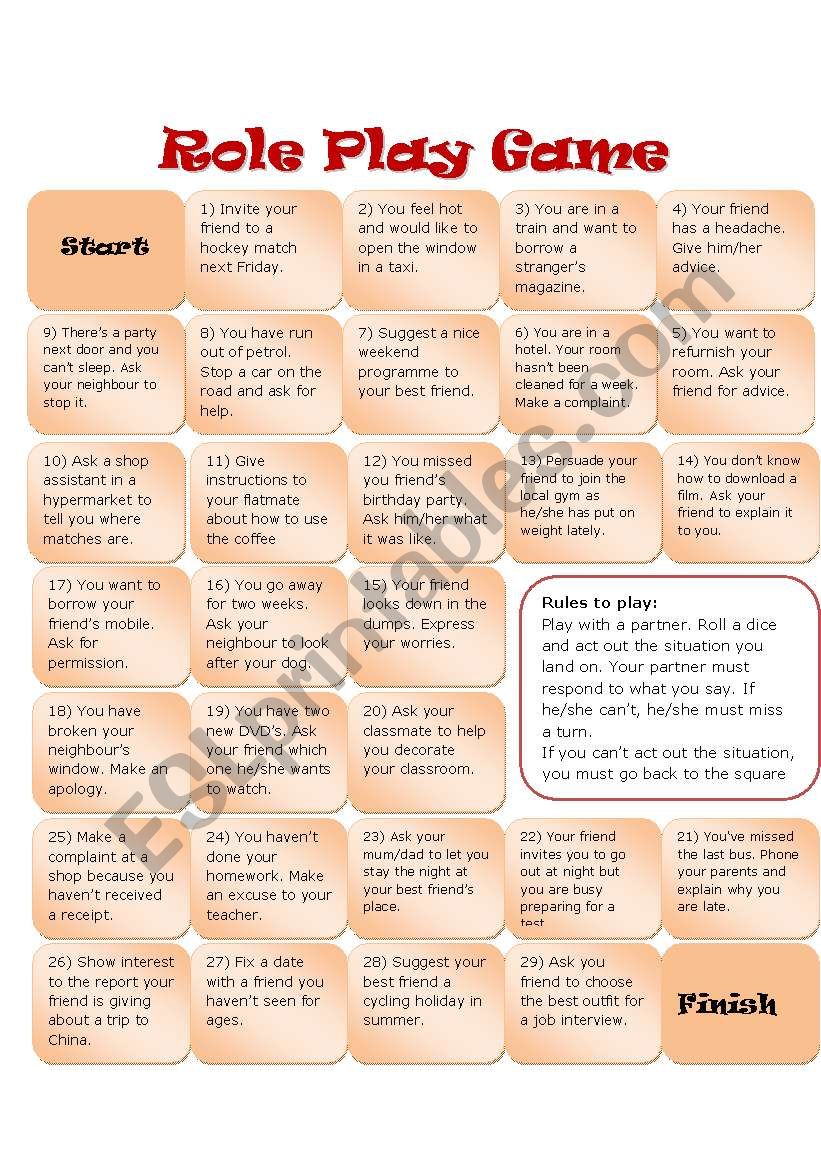 Role Play Game worksheet