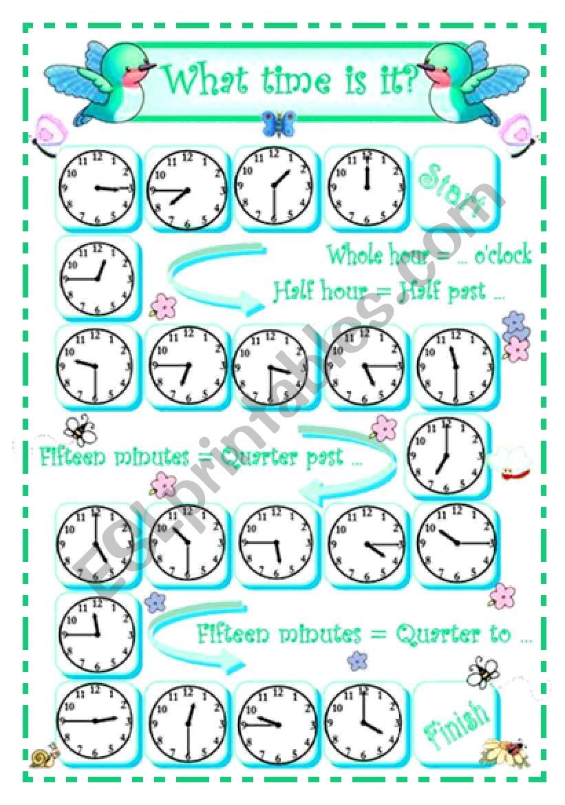 What time is it? - 2 - Quater to/past + whole/half hour - oral practice