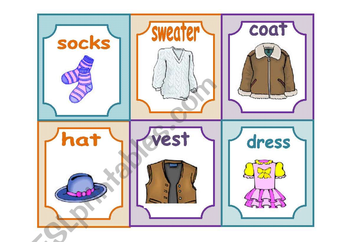 Clothes Flash Cards Esl Worksheet By Luckyjenny
