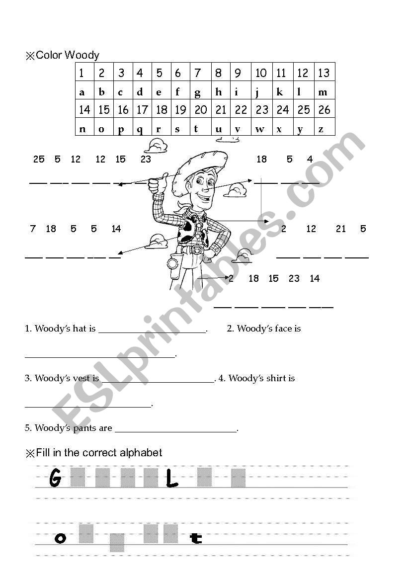 color woody worksheet