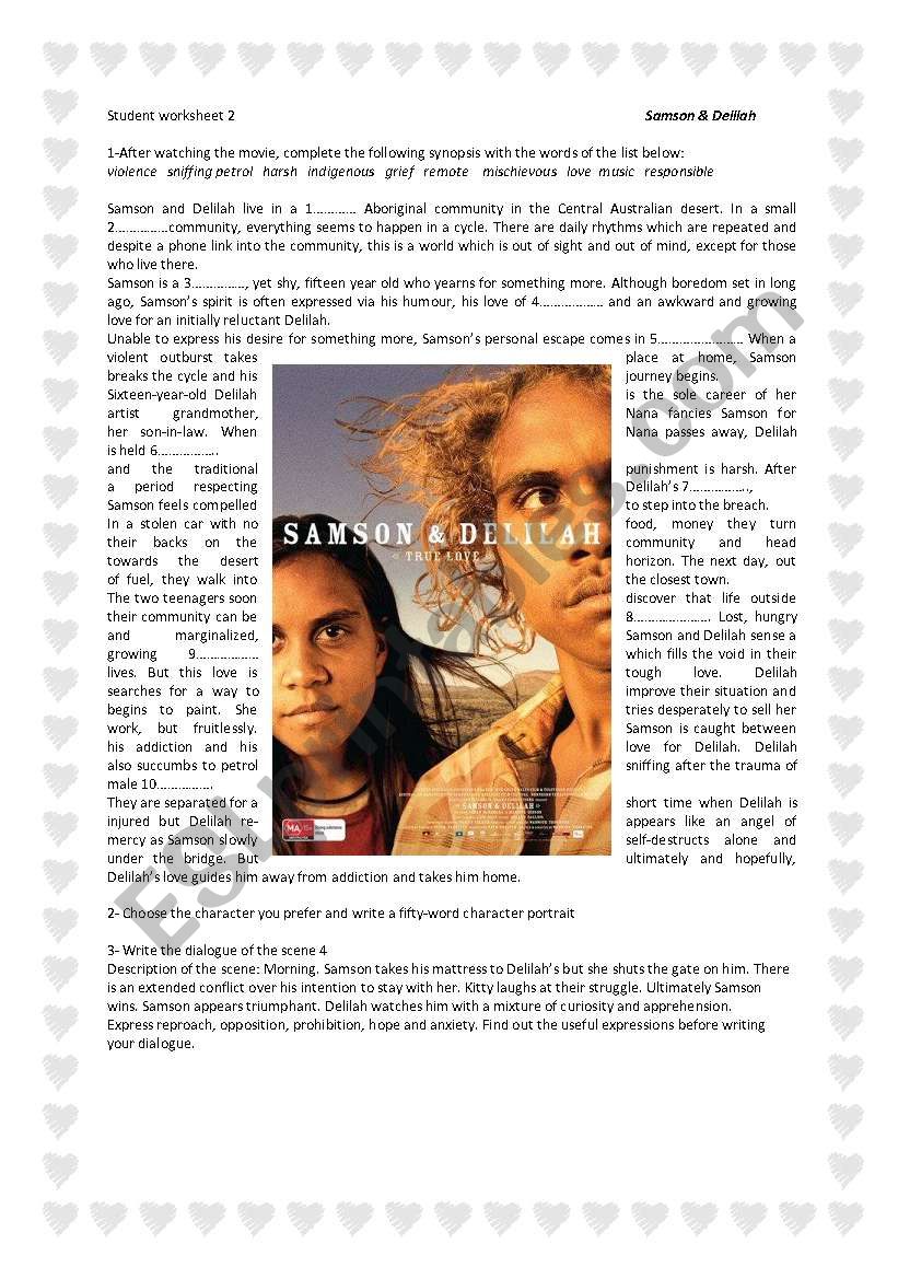 SAMSON AND DELILAH worksheet