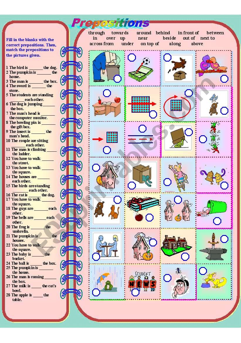 Prepositions with Answer key**fully editable