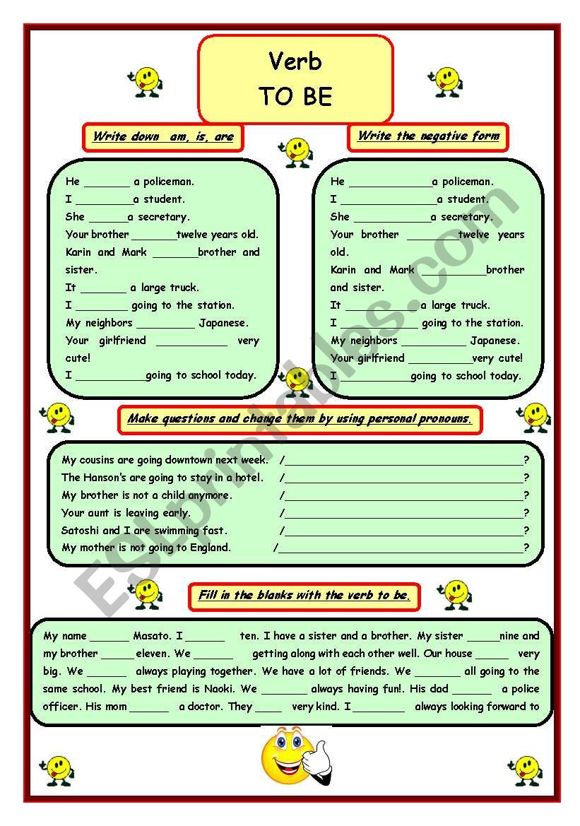 Verb TO BE worksheet