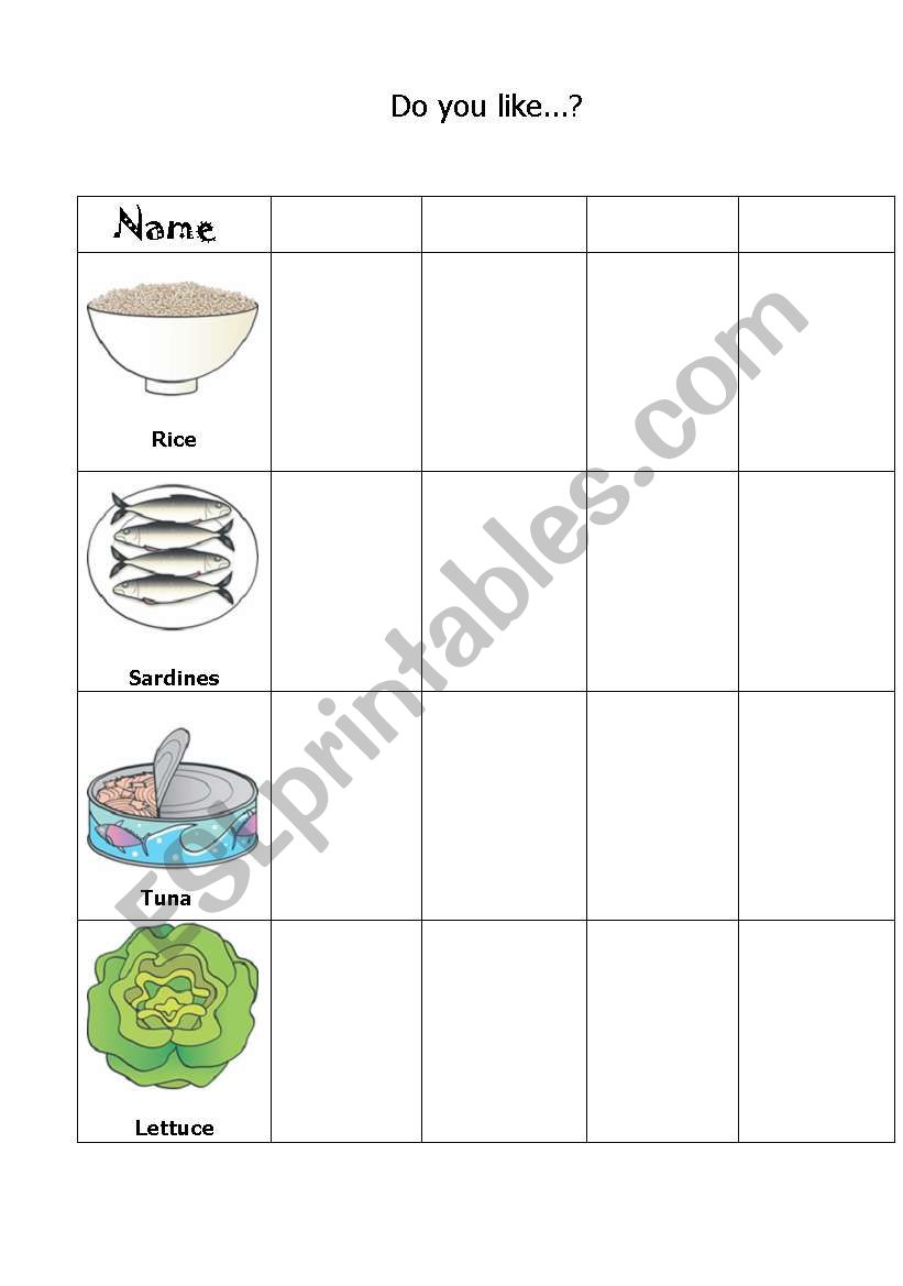 Food interview worksheet