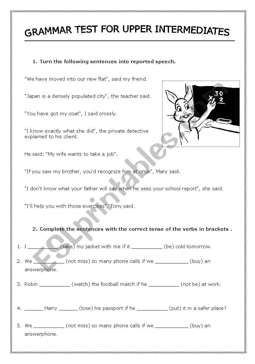 GRAMMAR TEST UPPER INTERMEDIATE