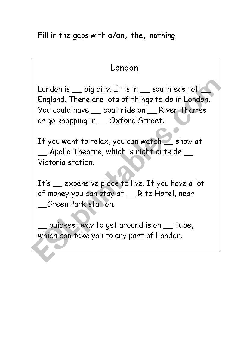 London worksheet