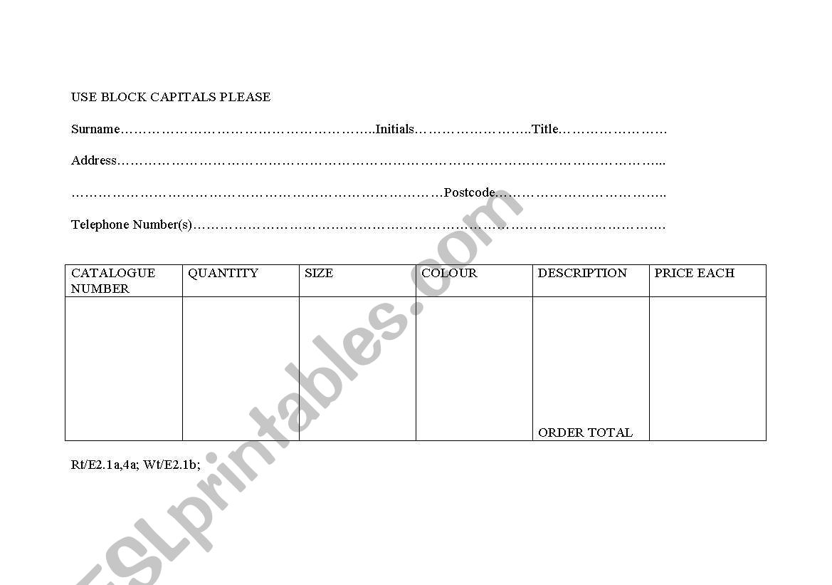 Alternative shopping methods worksheet