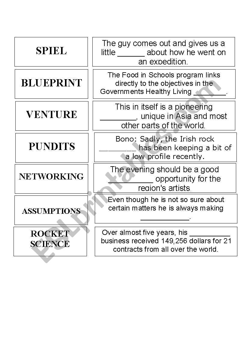 Business vocabulary worksheet