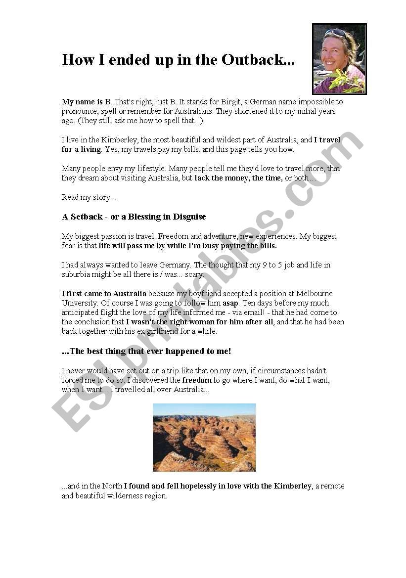 Life in the Outback worksheet