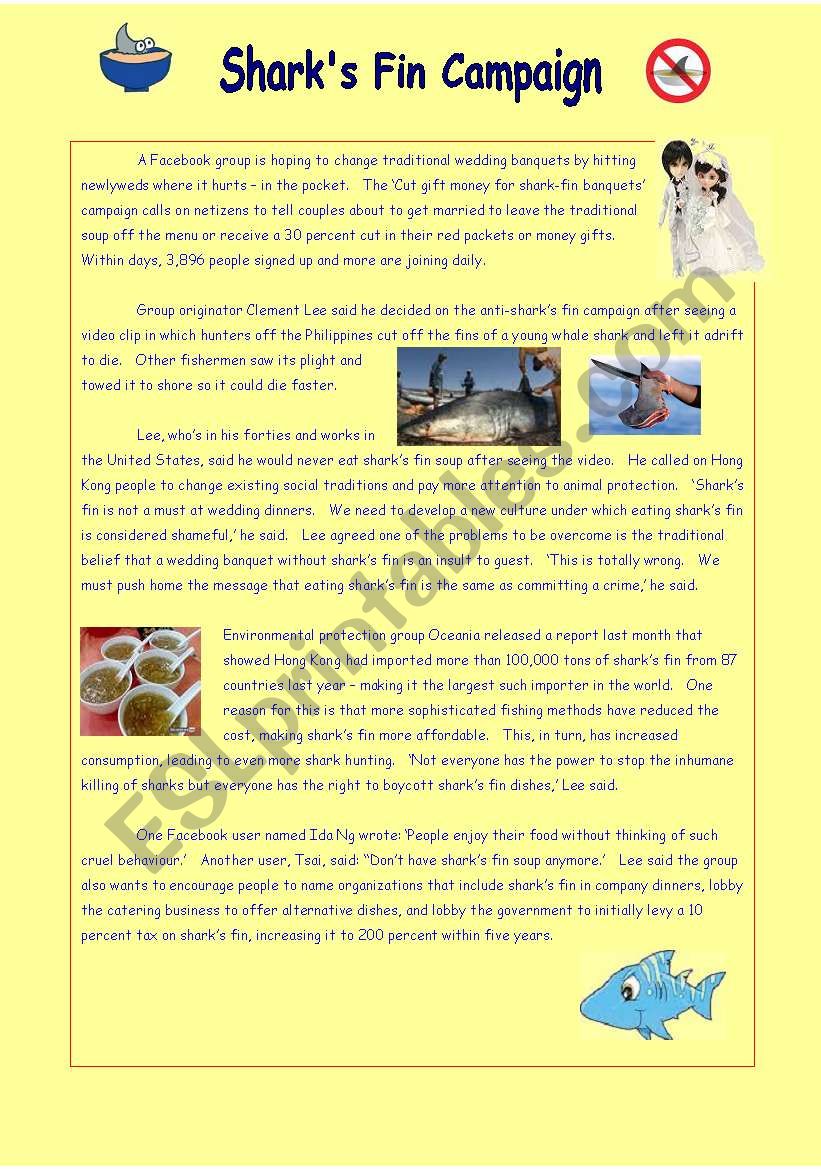SharkÂ´s Fin Campaign worksheet