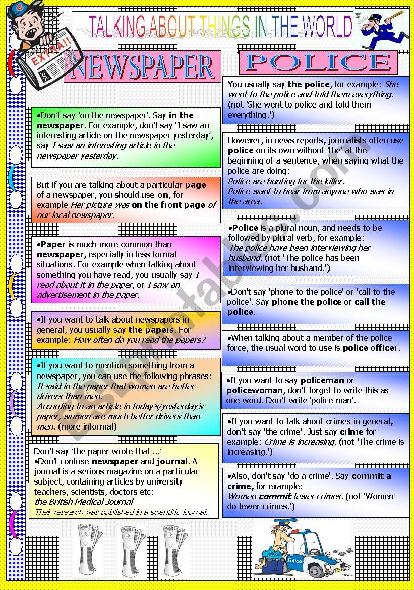 NEWSPAPER - POLICE worksheet