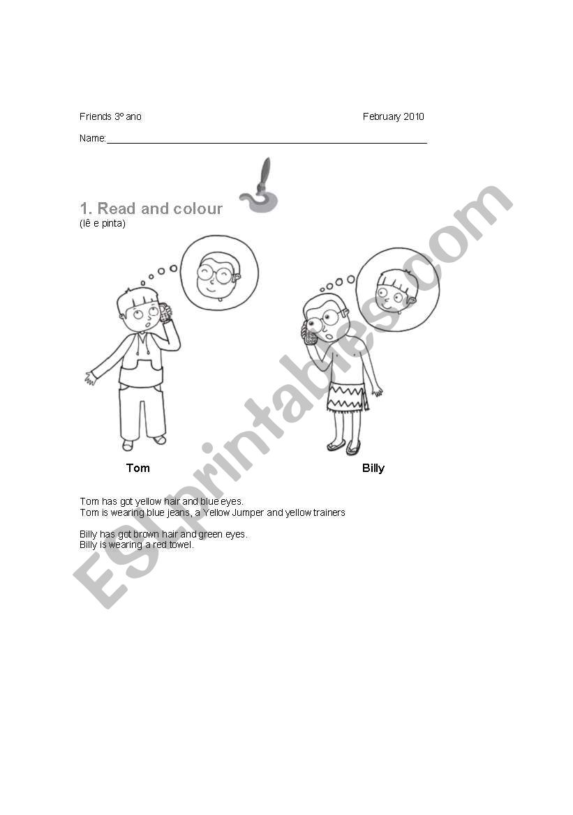 colors and clothes revision worksheet
