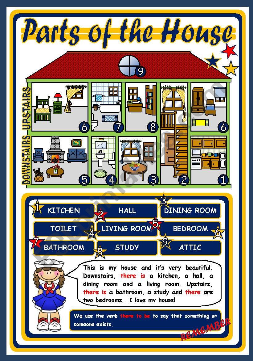 PARTS OF THE HOUSE - POSTER worksheet