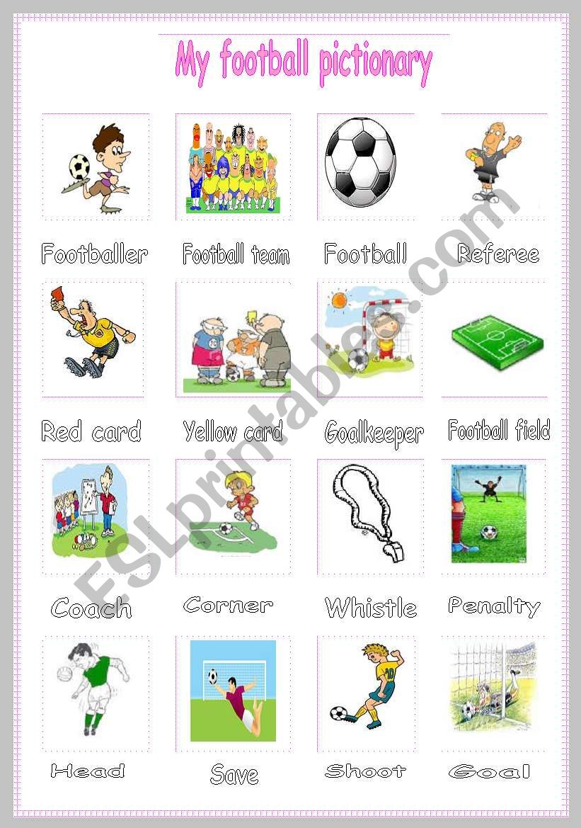 My football pictionary worksheet