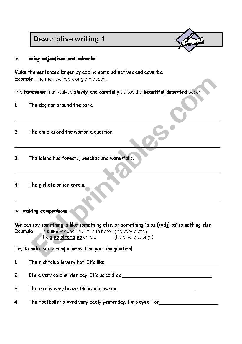 Descriptive Writing worksheet