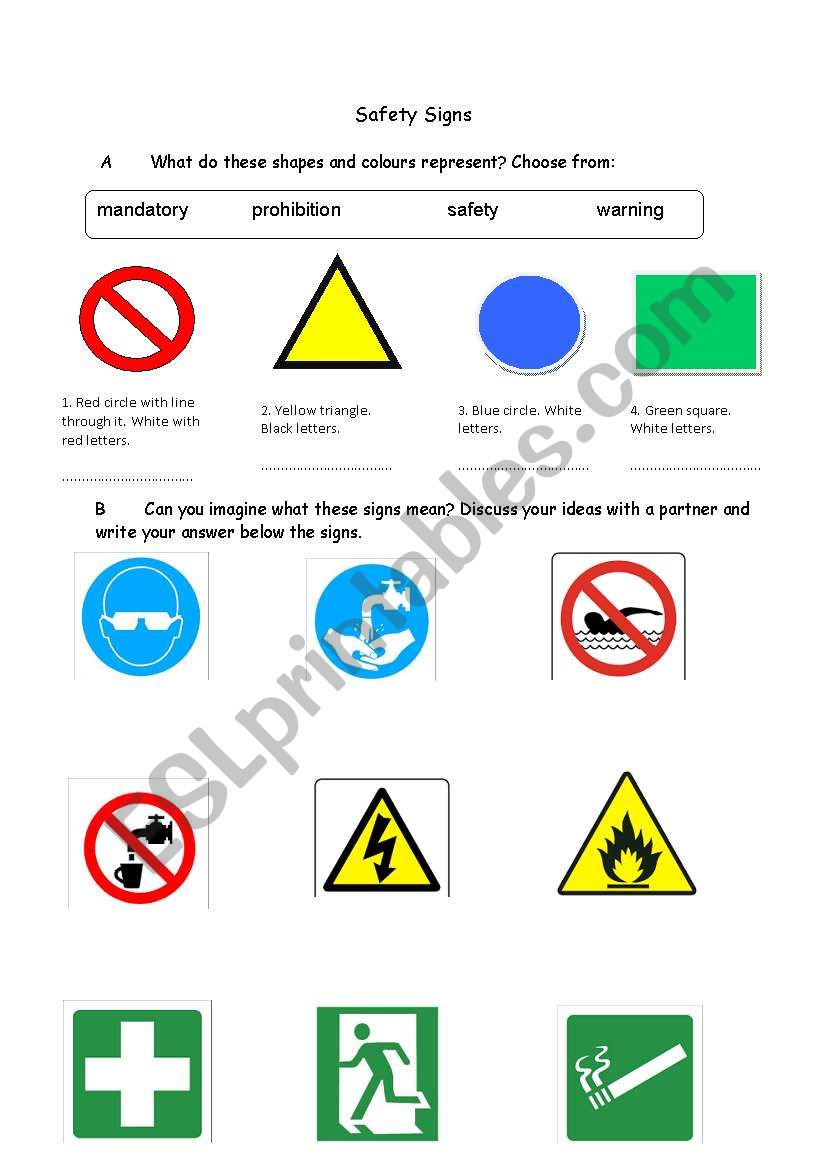 Safety Signs worksheet