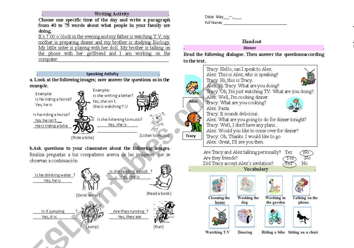 Present Continuos worksheet