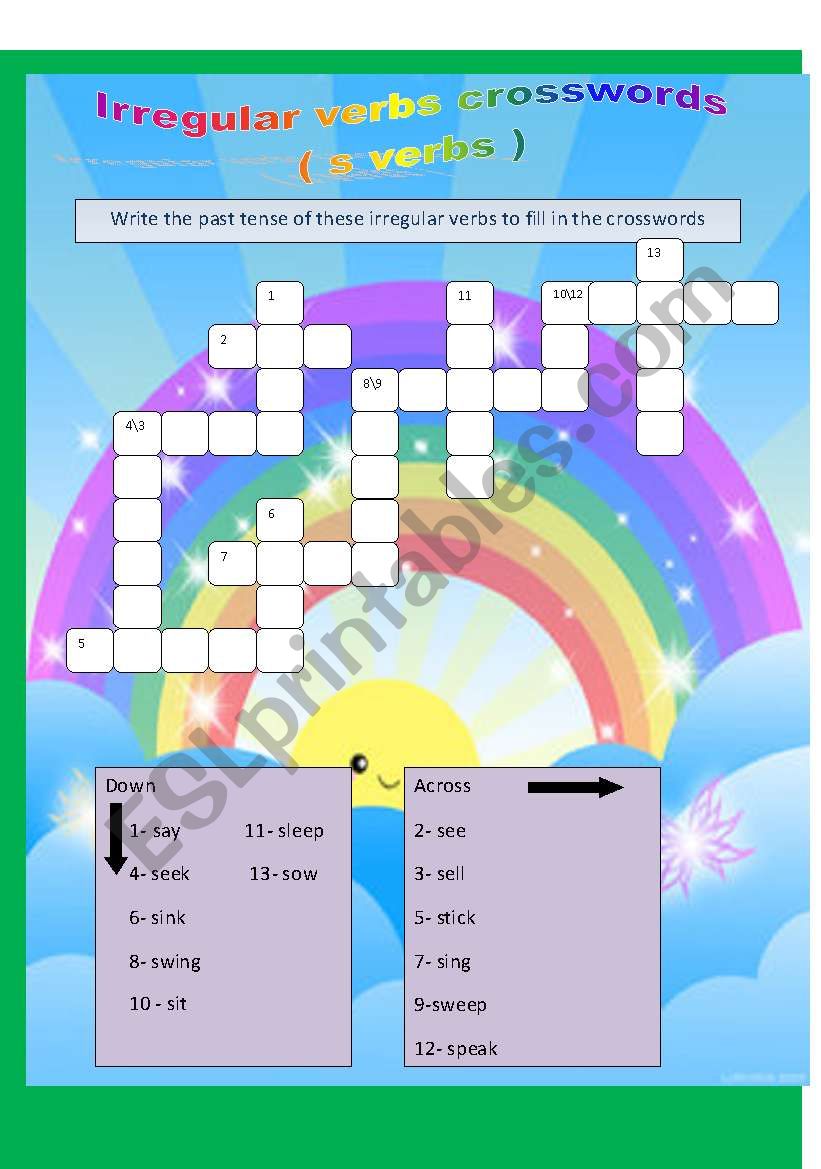 irregular verbs crosswords ( s verbs )