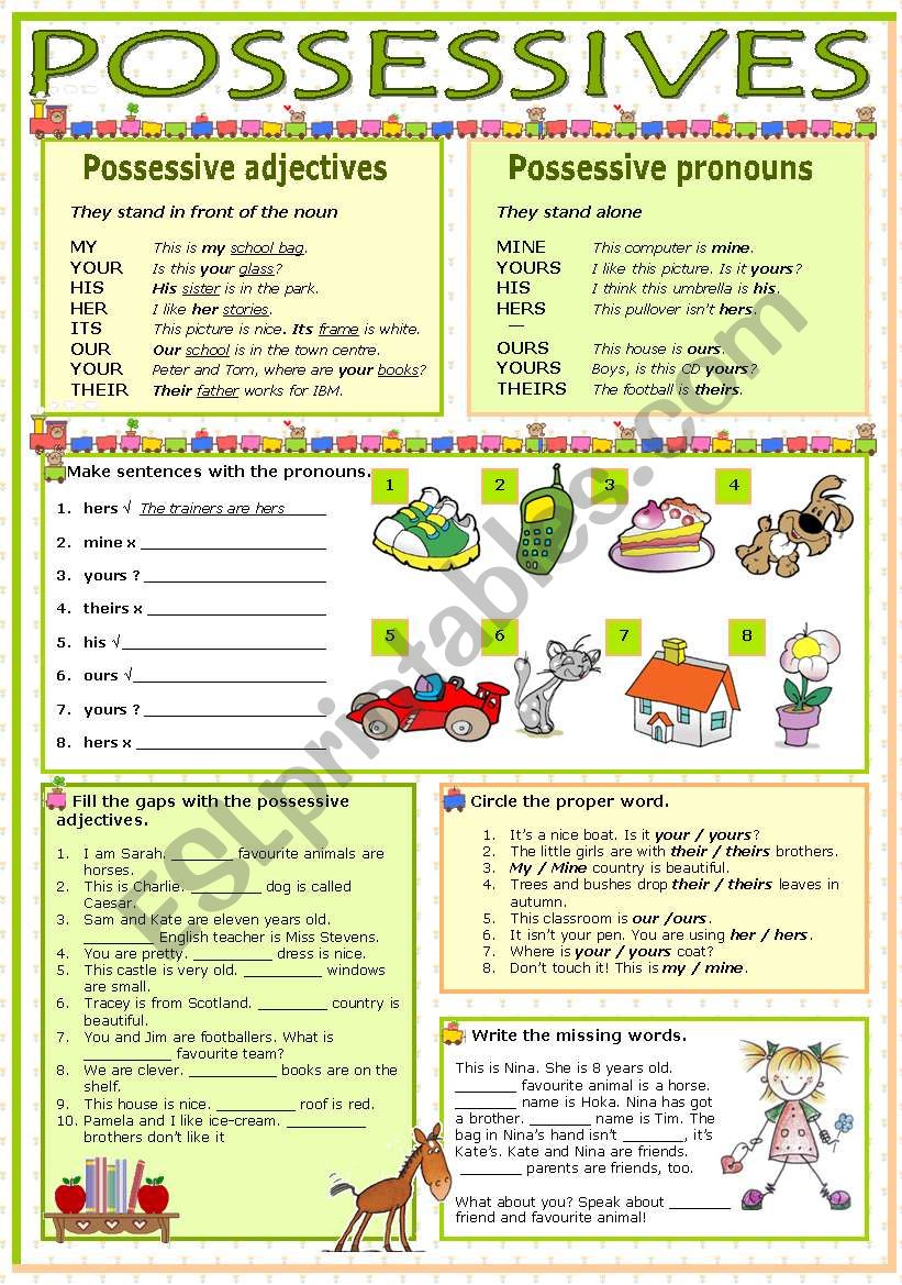 POSSESSIVES worksheet