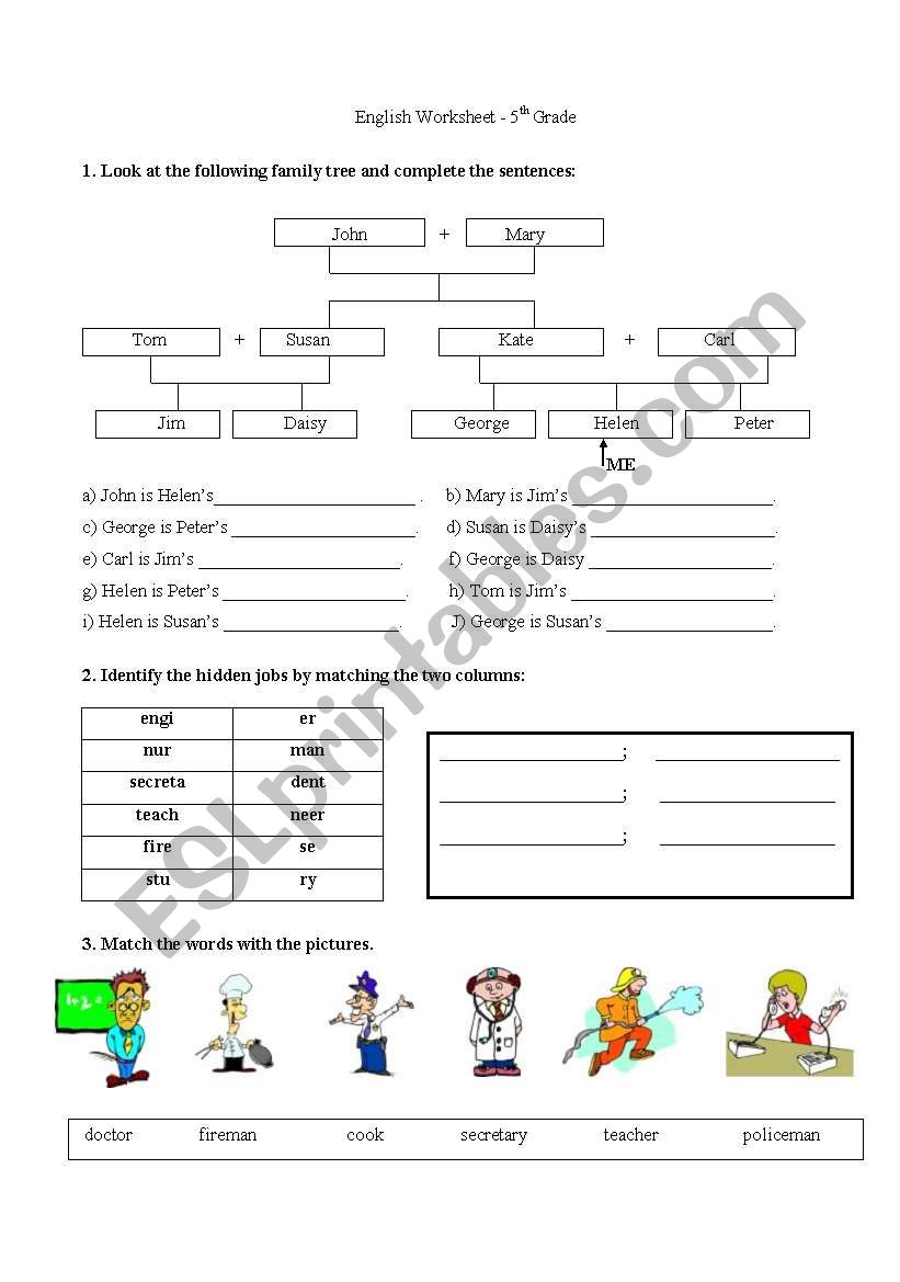 esl homework worksheets