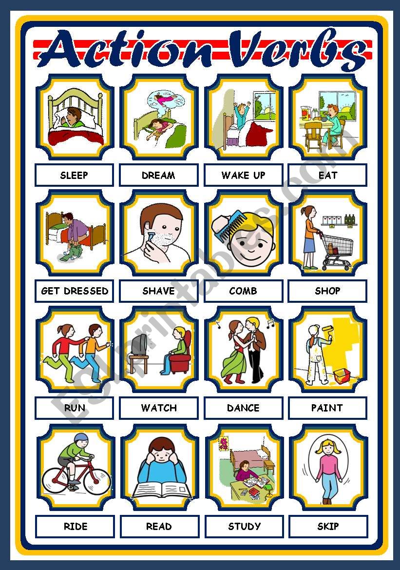 ACTION VERBS - POSTER worksheet